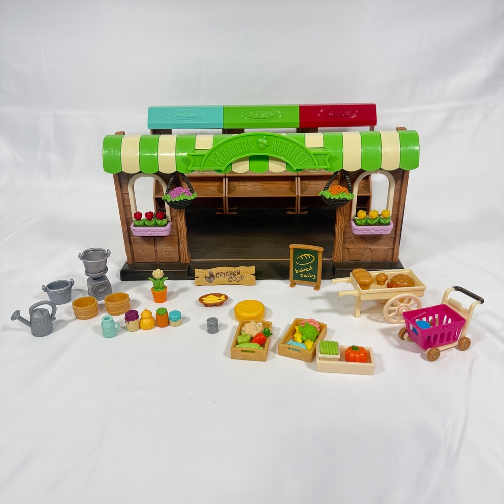 Li'l Woodzeez Farmers Market Playset Kids Village Accessories